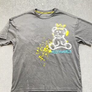 SmileyWorld Graphic T-Shirt Dark Gray Bear Crown Paint Splash Streetwear Tee